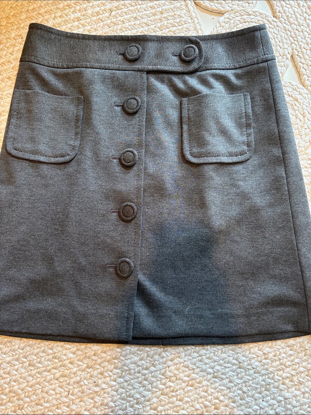 LOFT Charcoal Gray Button-Front Mini Skirt